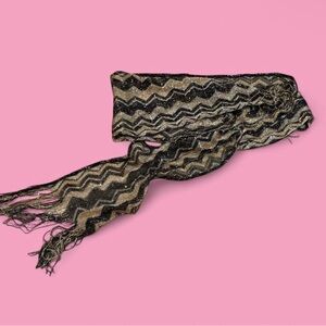 Ulla Johnson Black and Gold Chevron Scarf